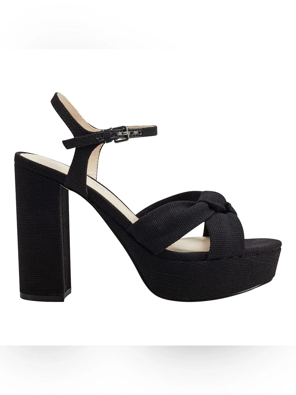 Marc Fisher Black Knotted Platform Block-Heel Sandals